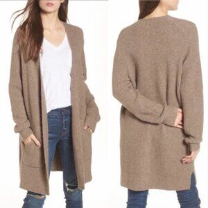 Madewell Wafflestitch Open Front Cardigan Wool Alpaca Brown Sweater Size Large